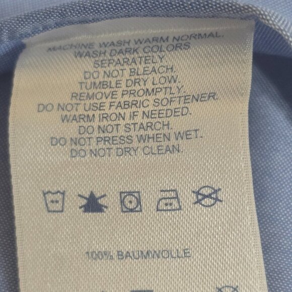 MENS LAND'S END LONG SLEEVE BLUE BUTTON DOWN NO IRON PINPORT OXFORD SIZE 17/34 - Picture 4 of 5